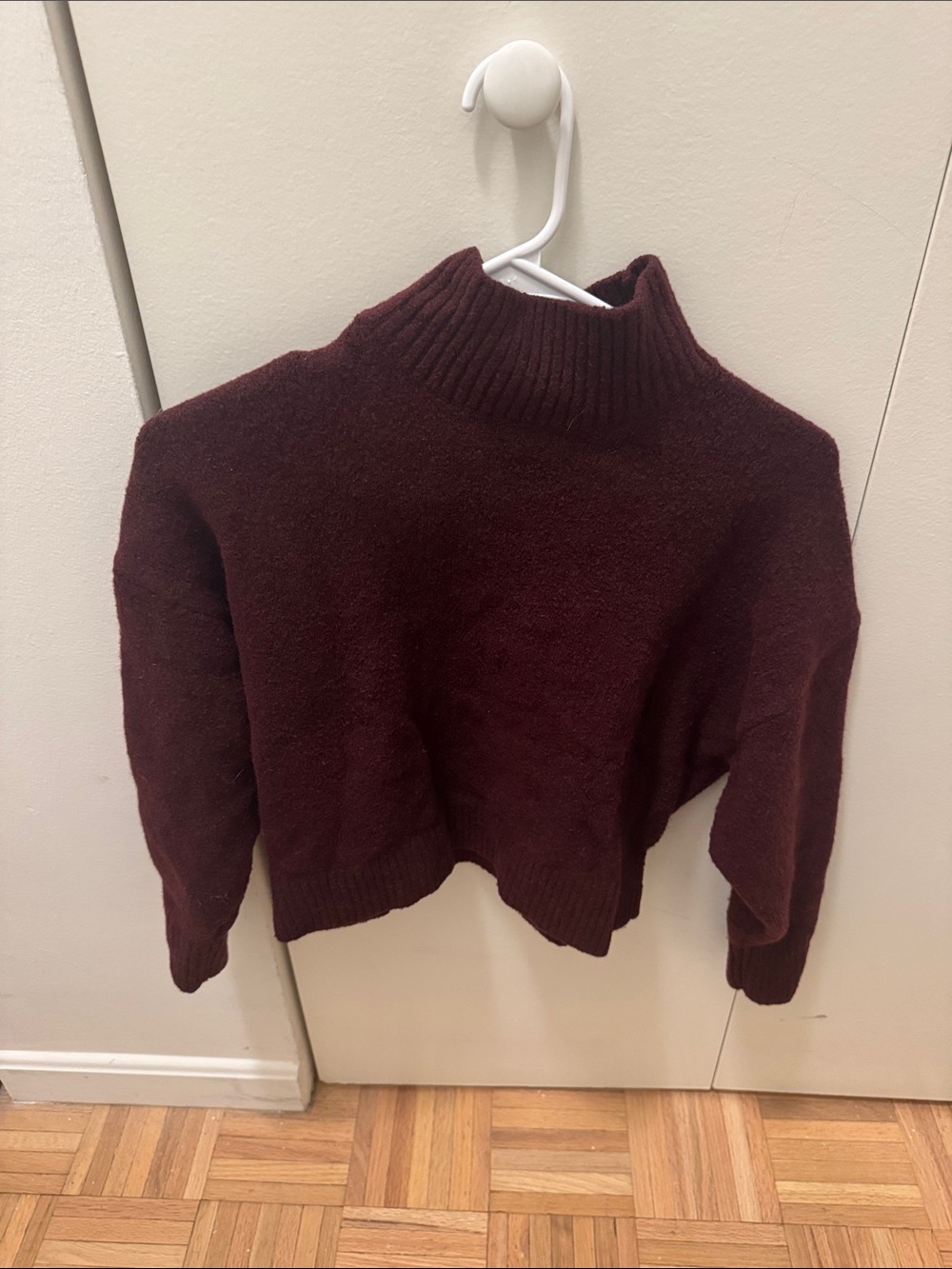 Zara Women's Cowl/Turtleneck Sweater - Deep Burgundy